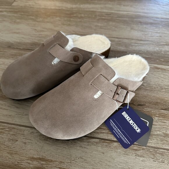BIRKENSTOCK Boston Shearling Taupe Clogs size 7 7.5 8 8.5 9 9.5 38 39 40 Women’s - Picture 3 of 7